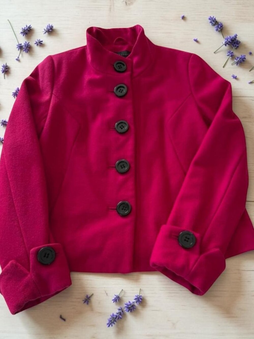 Apostrophe Women's Hot Pink Wool‎ Blend Coat Size Small Cropped Jacket